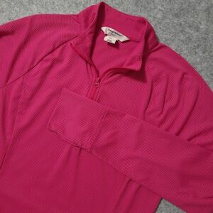 Tommy‎ Bahama Golf Pullover Women Large Pink Quarter Zip Waffle Knit